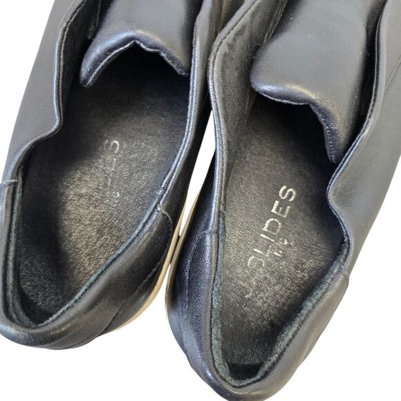J/SLIDES Women's 7.5 Black Leather Casual Slip On Sneakers - Picture 13 of 15